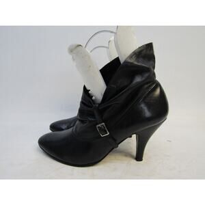 NINE WEST Womens Size 8 M Black Leather Buckle Fashion Ankle Boots Bootie
